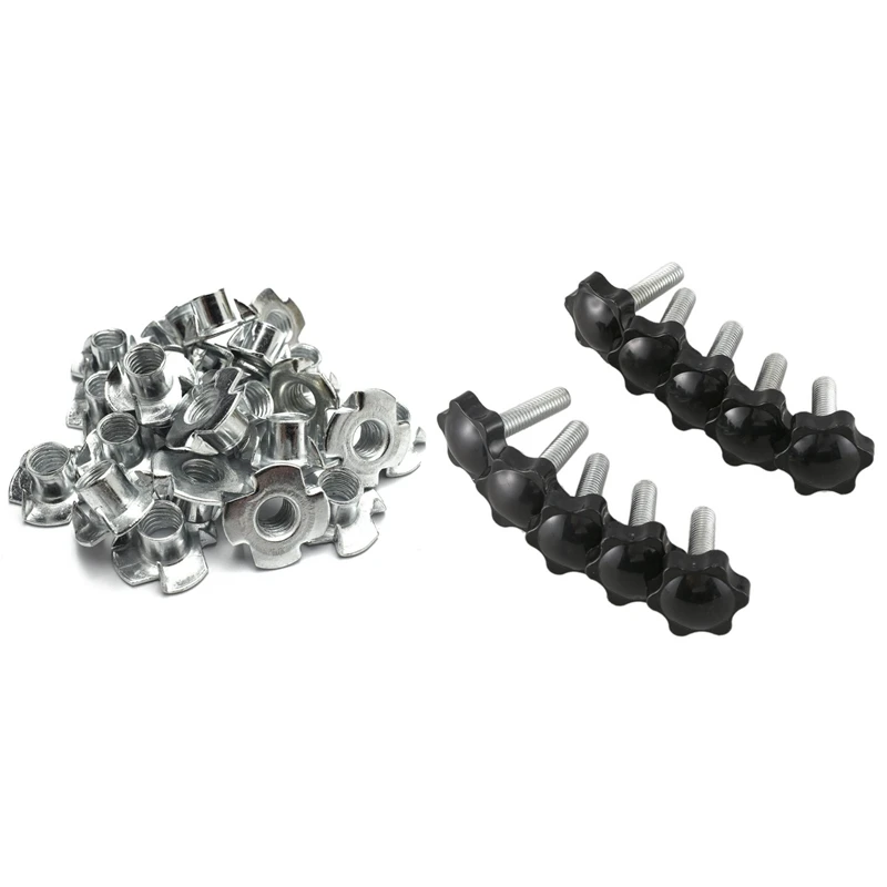 

50 шт. M8 металлические невыпадающие Т-образные гайки метрические и 10 шт. m8x30 мм x 32 мм Наружная резьба Шестигранная головка зажимной винт Kno