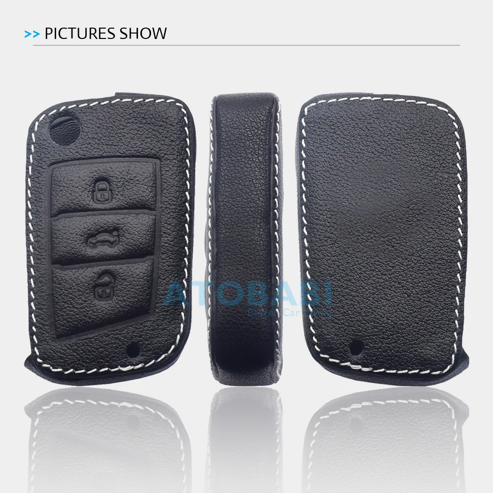 Кожаный чехол для автомобильного ключа брелок-держатель VW Volkswagen Golf MK7 CC EOS Tiguan SEAT