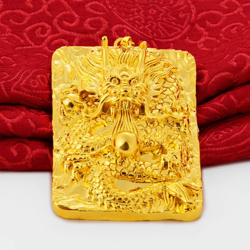 Keep Color Vietnam Alluvial Gold Dragon Charms 2019 New Design Big Square Dragon Pendants for Necklace Making Jewelry Fittings