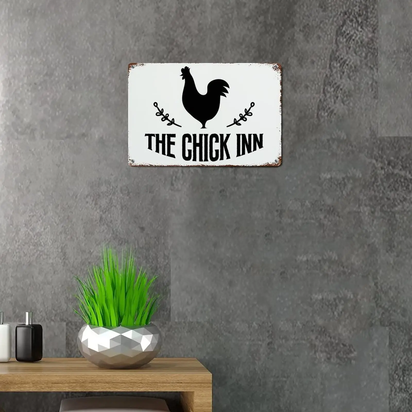 LUIJORGY любовь Цитата металлический знак с надписью цыпленок ИНН Дерево Зерно