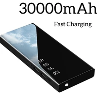 30000mah fast charging power bank portable spare battery 2usb output digital display external battery with flashlight for iphone
