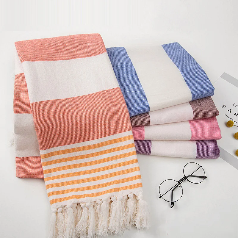 Turkish Striped Beach Shawl Is Suitable For Camping, Traveling, Picnic And Swimming Women
