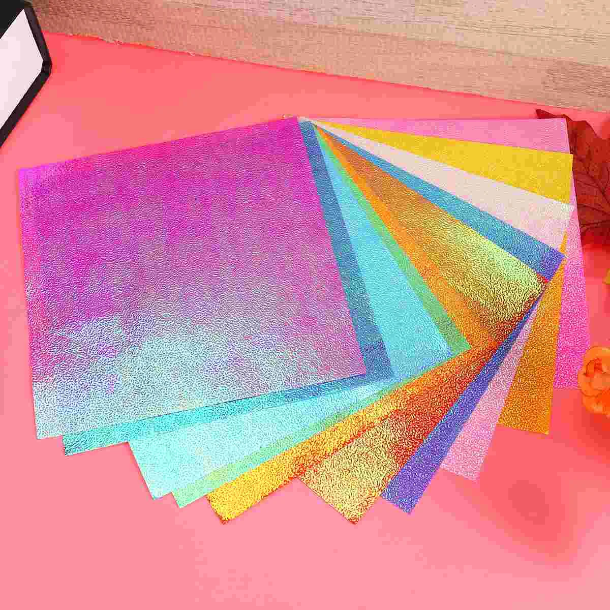 

Paper Origamisquare Folding Craft Iridescent Kids Shiny Glitter Colored Color Sheets Decoration Sided Crafts Sparkly Double