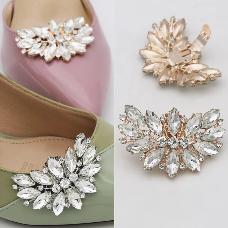 

Shiny Decorative Clips Rhinestones Crystal Shoe Clips High Heel Charm Buckle Detachable Shoes Decoration For Wedding Bride Shoes