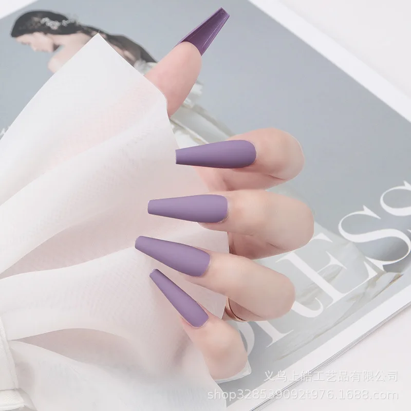 

24tips/pc Press on Nails Xxl Long Ballerina Frosted Matte False Nail Art Tips DIY Salon Professional Finger Decoration for Women