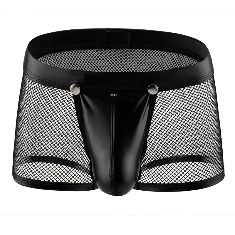 Сетчатые трусы-боксеры мужское сексуальное нижнее белье с открытой спиной для
