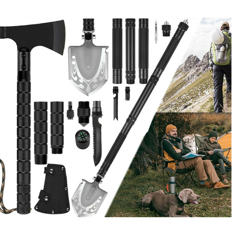 Multifunctional Shovel Ax Set Survival Kit Folding Tactical Hatchet Spade Tomahawk Portable Outdoor Camping Garden Tools