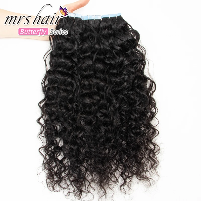 

MRSHAIR Tape In Human Hair Extensions Remy Water Wave Skin Weft Hair Extensions Human Hair For Black Women 12-26 Inch 20pcs/pack