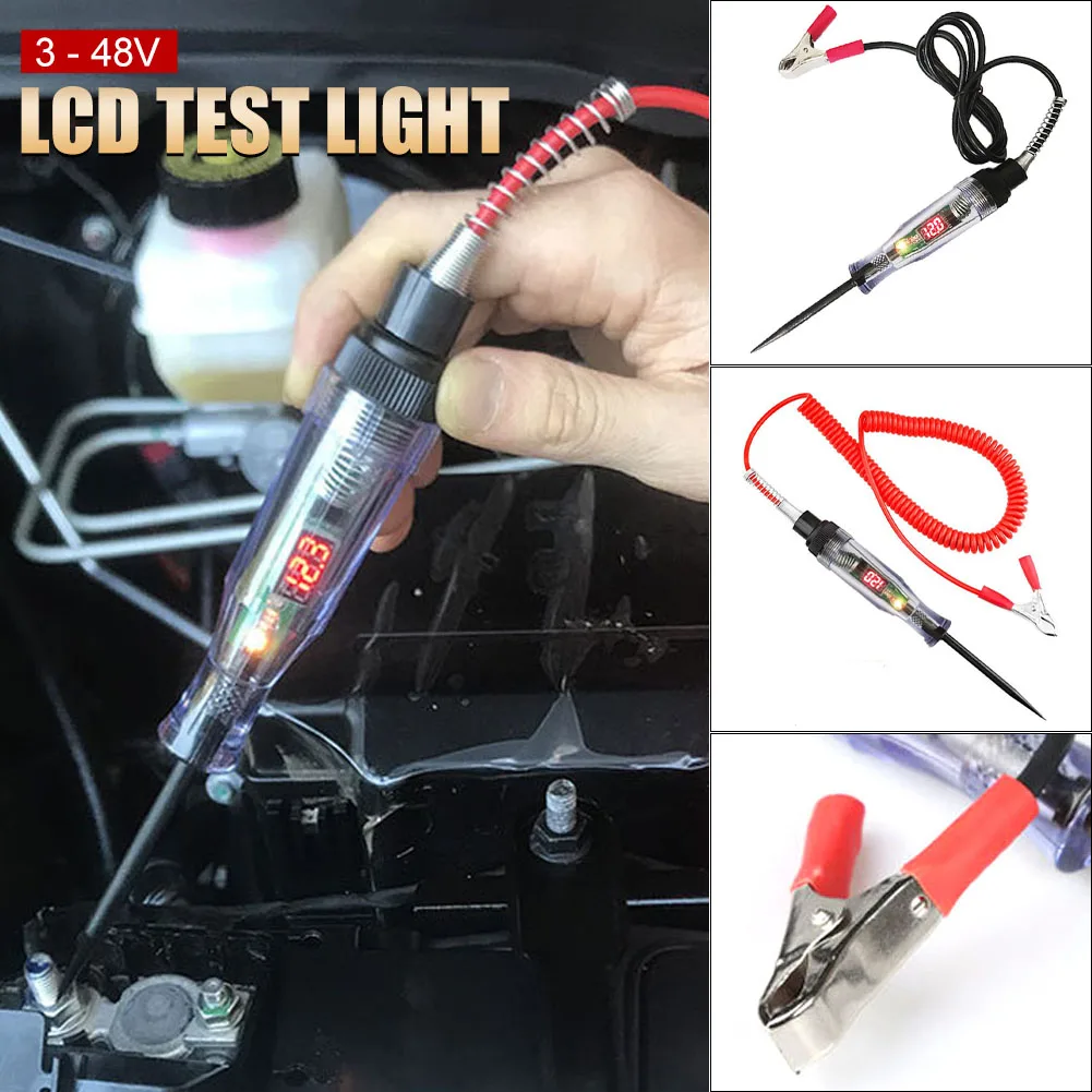 

6-24V LCD Circuit Tester Test Light with Extendable Spring Wire Coil Car Truck Low Voltage Light Test Pen Diagnostic Tool