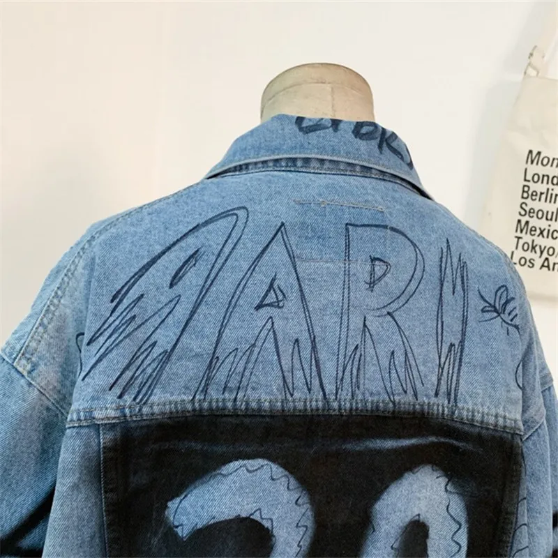 Куртка женская джинсовая в ковбойском стиле винтажная Свободная куртка средней