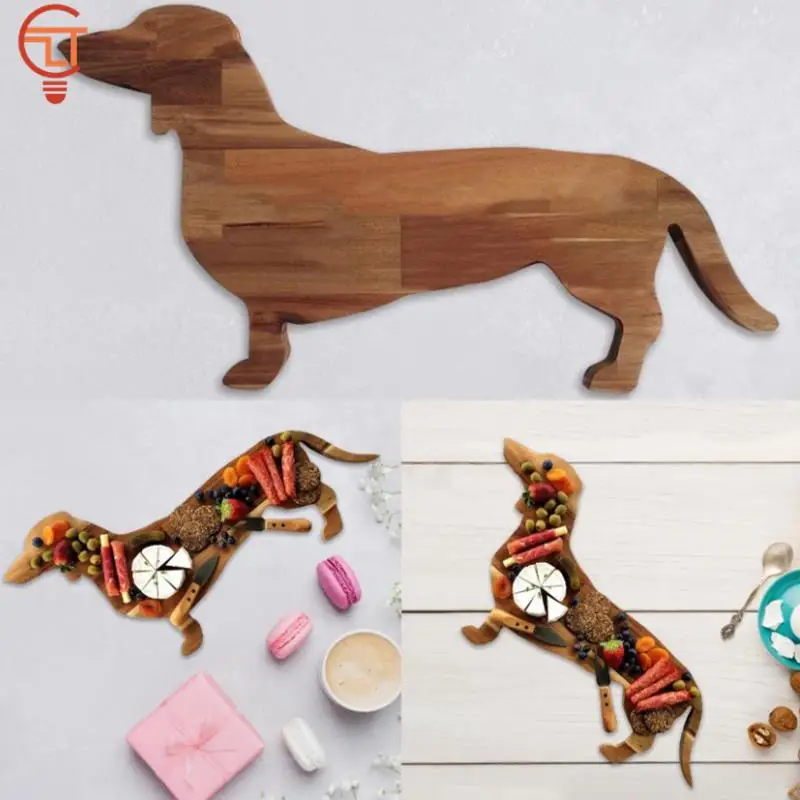 

Wooden Dinner Plate Cute Dachshund Dog Shape Serving Tray Funny Charcuterie Board Cheese Cutting Board Serving Food Ornament
