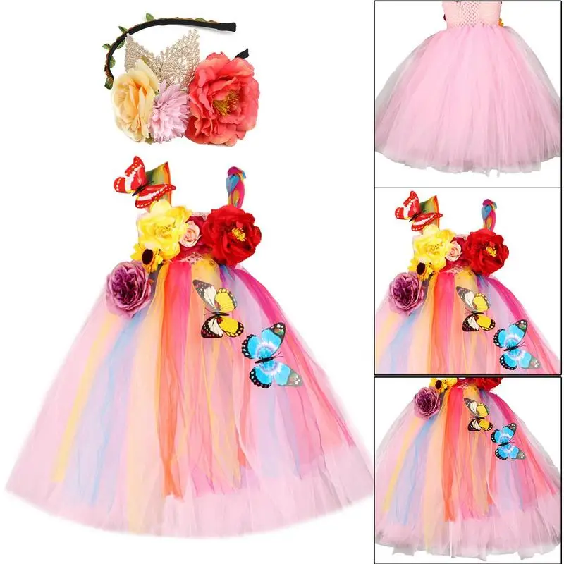 Женское платье принцессы с изображением цветов и эльфа