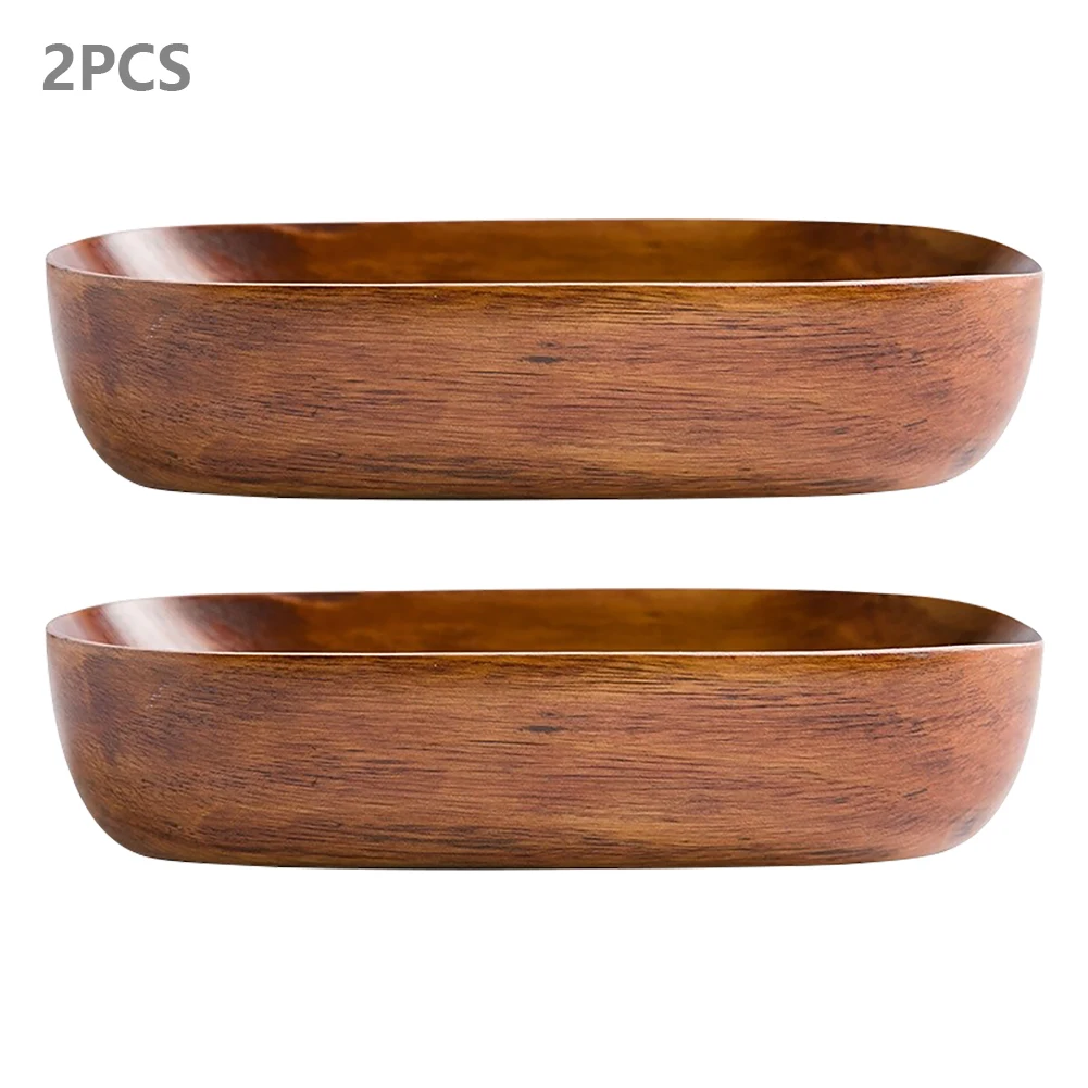 

2pcs Easy Clean Multipurpose Desserts Snack Japanese Style Gifts Household Plate For Sushi Oval Shape Solid Wood Serving Tray