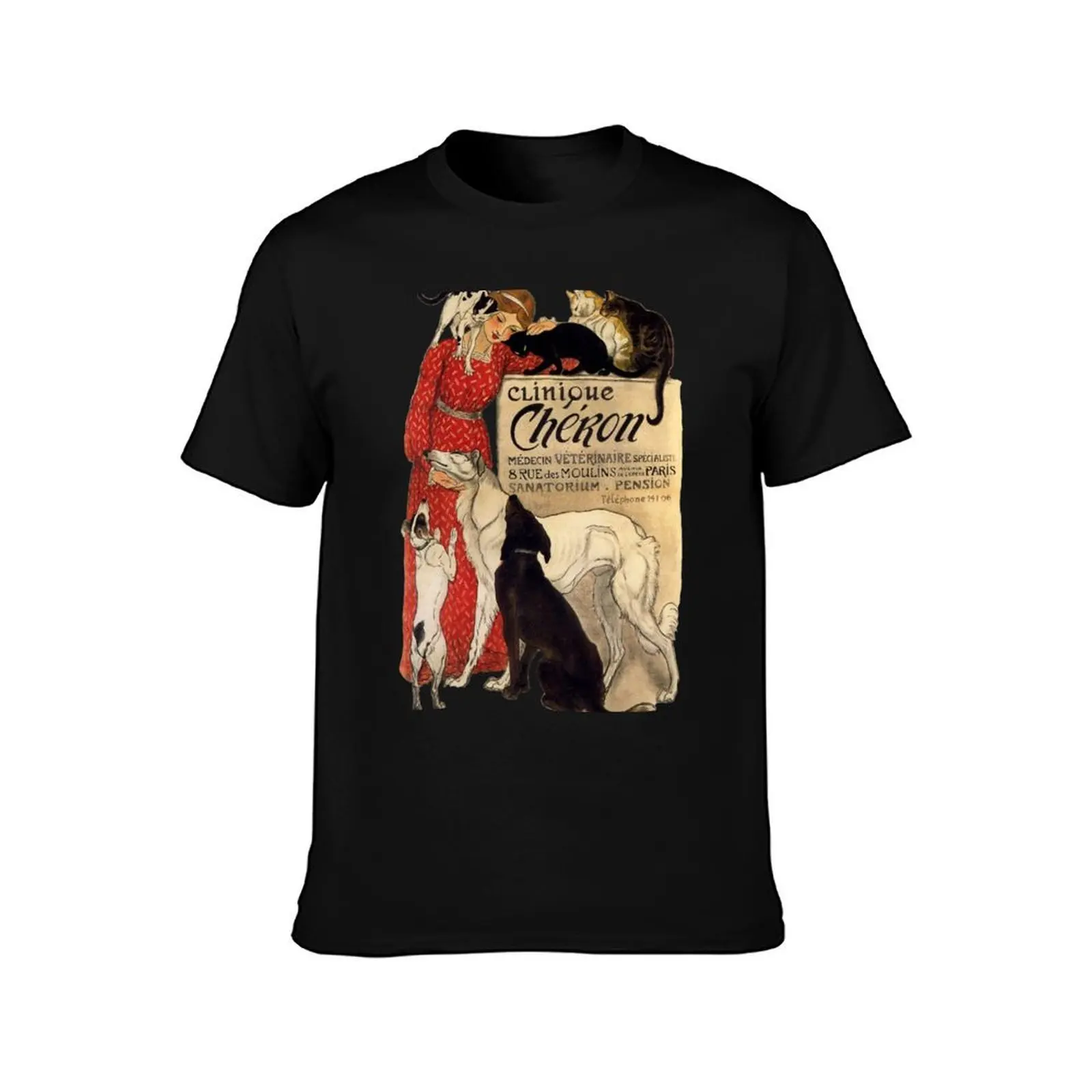 Фото Футболка Clinique Cheron Vintage Borzoi Art, мужская футболка, летние футболки для мужчин, футболки с рисунком, мужская футболка, футболка из плотного хлопка №2