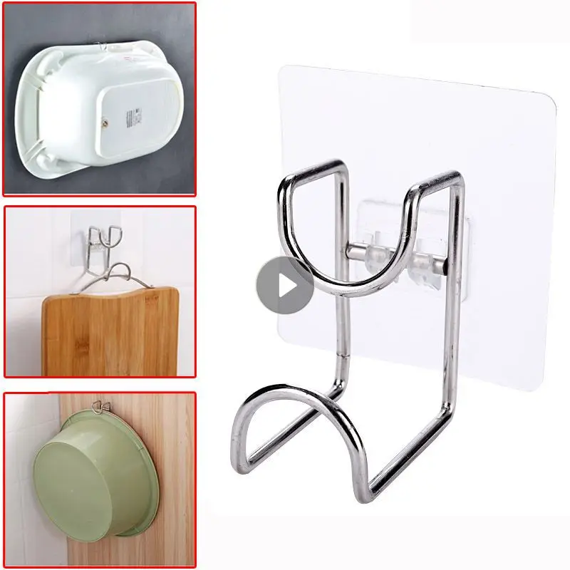 

1Pcs Punch-Free Sticky Bathroom Kitchen Traceless Washbasin Save Space Organizer Wall Mount Hook Holder Adhesive Storage Rack