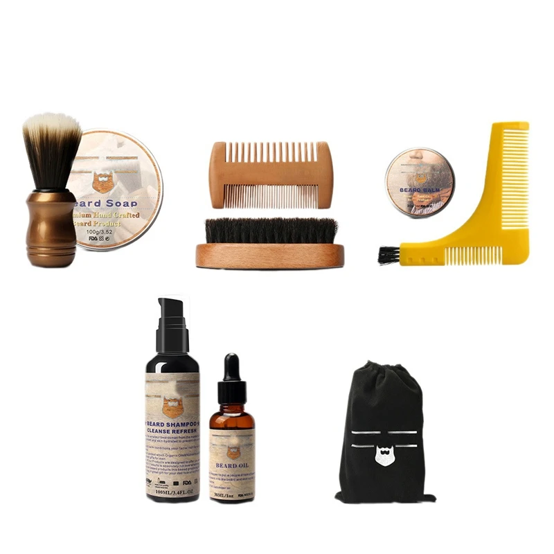 

Beard Care Set Beard Shampoo Beard Oil Beard Wax Beard Brush Comb Kit Beard Growth Kit
