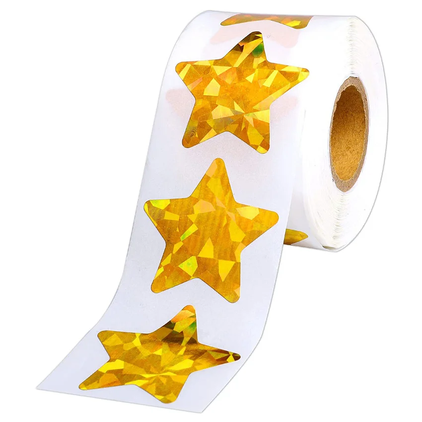 

1/1.5inch Gold Foil Star Stickers 100-500Pcs Holographic Star Labels Stickers Kid Reward School Teacher Motivational Children