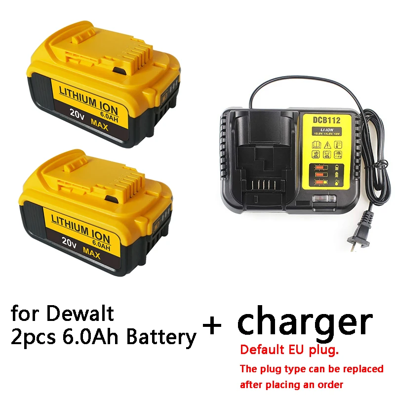 

20V 5.0Ah 6.0Ah Replacement DCB200 for DeWalt DCB185 DCB203 DCB206 DCB181 DCB184 Rechargeable Lithium Battery 18V Power Tools