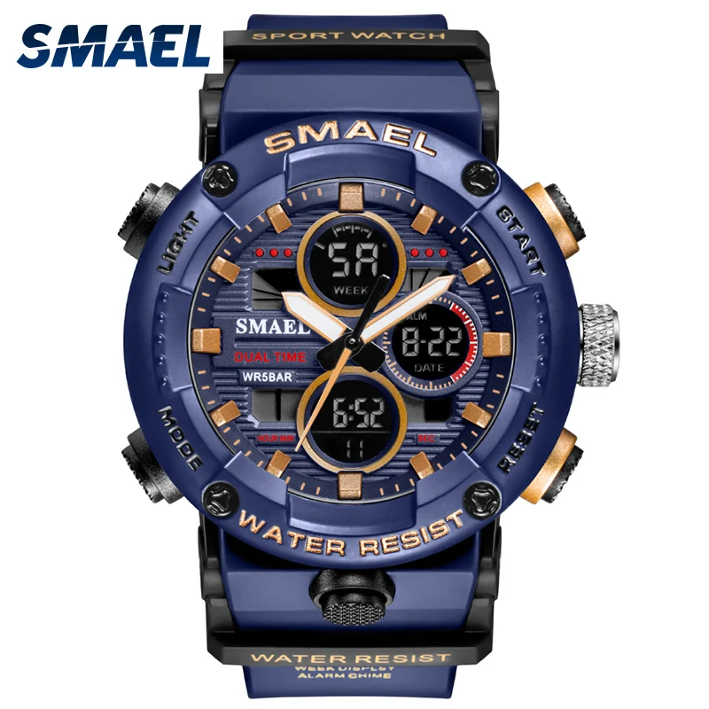  SMAEL Sport Watch Men Waterproof LED Digital Watches Stopwatch Big Dial Clock For Male 8038 relogio masculino Men Watches Quartz 