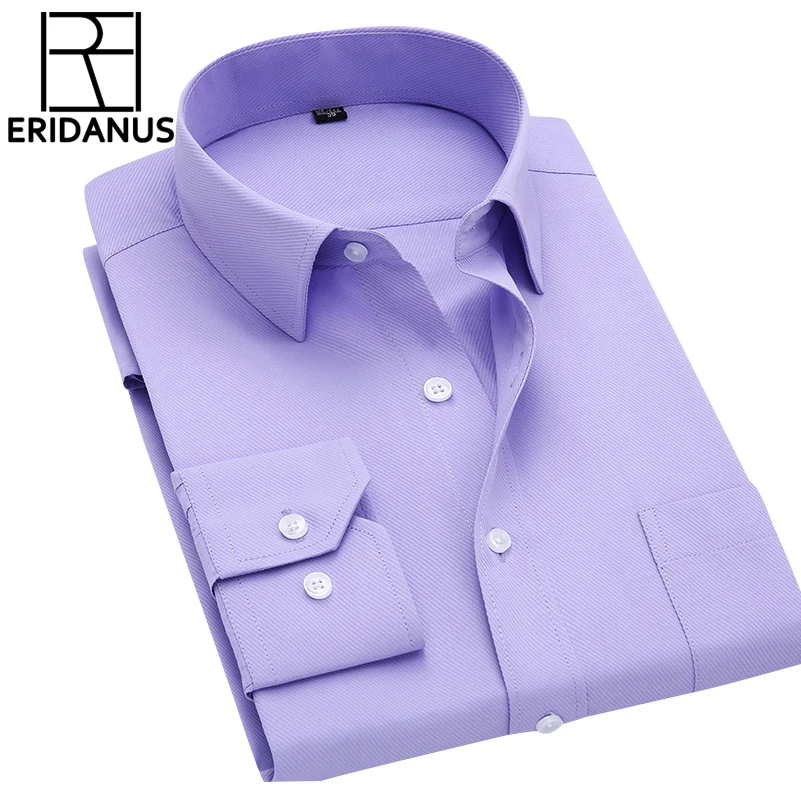 Long Sleeve Slim Men Dress Shirt 2017 Autumn New Fashion Designer High Quality Solid Male Clothing Fit Business Shirts 4XL M431