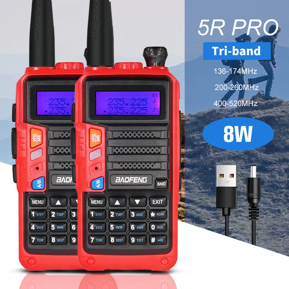 2PCS Baofeng UV-5R Pro Amateur Radio Portable Walkie Talkie Pofung UV 5R Pro 8W VHF/UHF Radio Dual Band Two Way Radio CB Radios