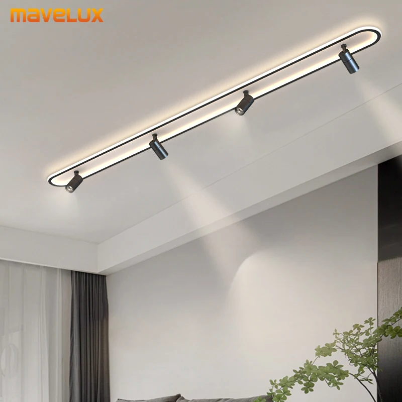 Led Ceiling Lights With Spotlights Minimalist Track Lights for Bedroom Lobby Dining room Hall Corridor Long Strip Ceiling Lamps