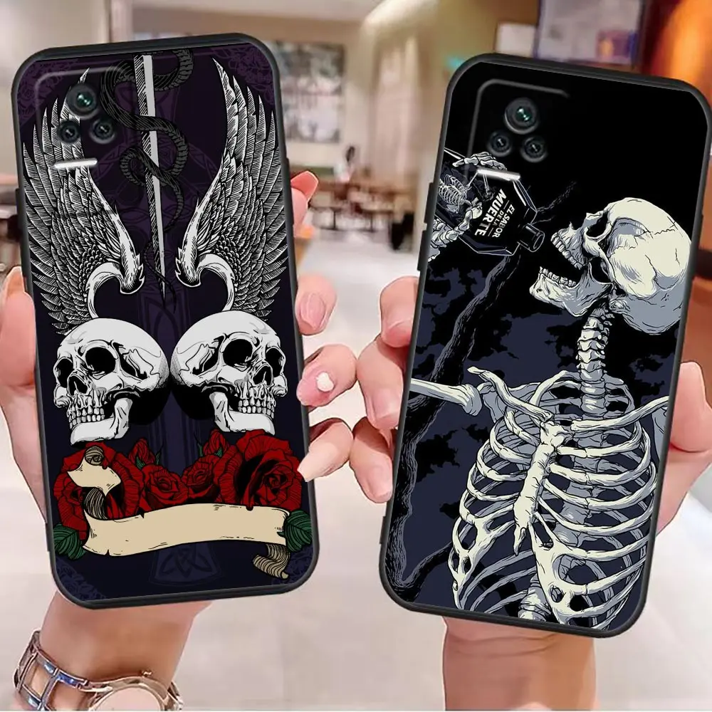 

Phone Case For Redmi K40 K30 K20 12C 10 10C 9T 9C 9A 9 8A 8 7A 7 6A 6 5A 5 4X 4A Pro Plus 5G Capa Scary Fashion Gothic skull