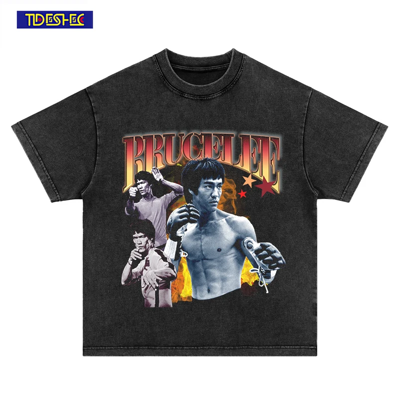 

Men Hip Hop Streetwear Tshirt Oversize Black White Vintage Men Kung Fu Graphic Printed T-Shirt Harajuku Tshirt Cotton Tops Tees