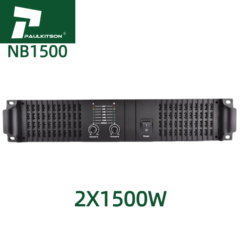 Фото Усилитель Paulkitson NB1500 Class TD двухканальный высокомощный 2x1500 Вт стерео/моно для сабвуфера, профессиональный, с высоким соотношением сигнал/шум, 4/8 Ом, металлический корпус №1