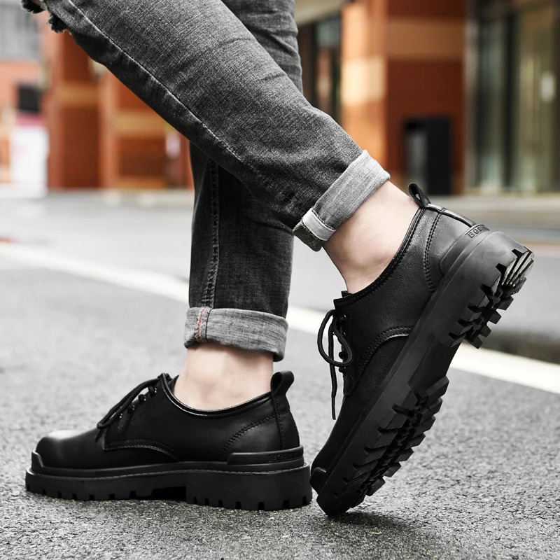 

Мужская обувь, повседневные мужские ковбойские ботинки с высоким верхом, уличные кожаные ботильоны челси на платформе для подиума, дизайнерские Роскошные зимние ботинки