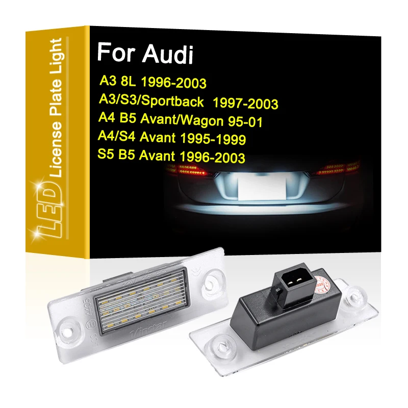 

LED Number Plate Lamp For Audi A3/8L 96-03 A3/S3 97-03 A4/B5 95-01 A4/S4 95-99 S5/B5 96-03 White License Plate Light Assembly