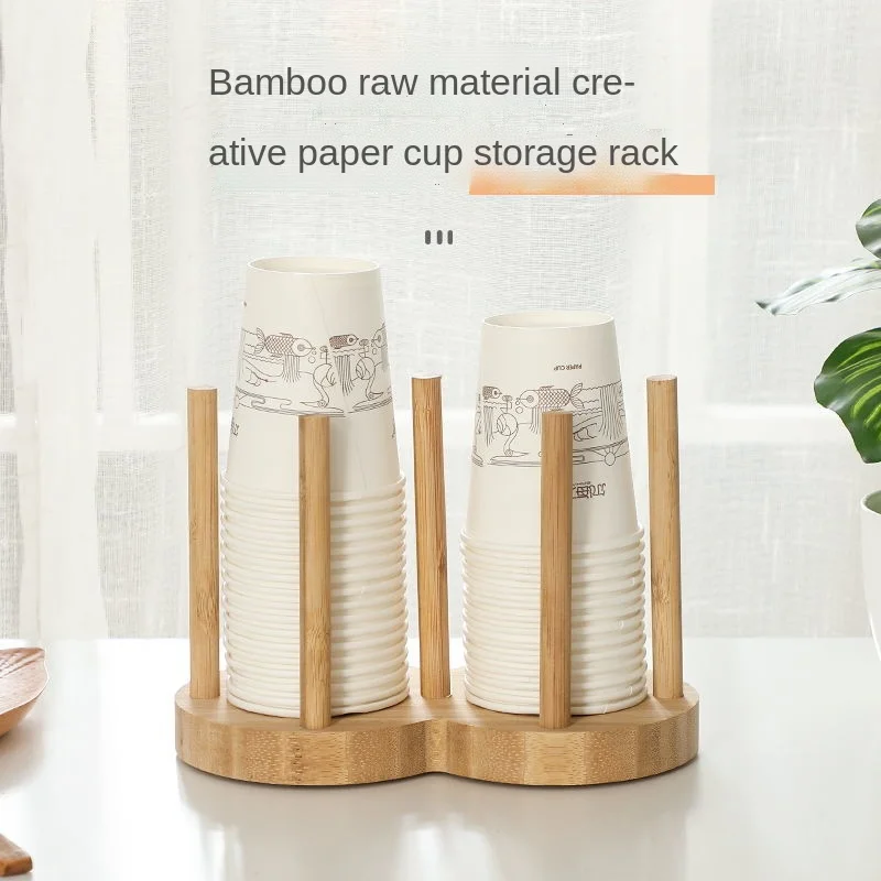 

Wooden Cup Holder Household Milk Tea Shop Disposable Paper Cup Holder Take Cup Bar Creative Bamboo Rangement Kitchen Organizer