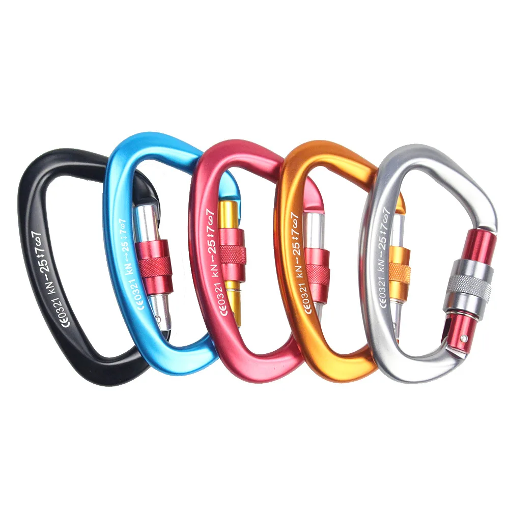 

Outdoor Mountaineering Buckle 25KN D Type Lock Quick-hanging Aluminum Buckle Climbing Equipment Hammock Safety Lock Buckle