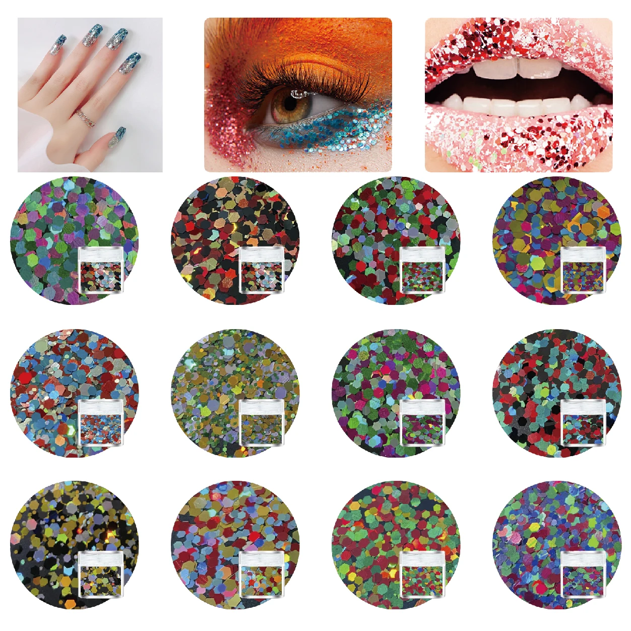 

Holographic Flash Nail Art Sequins Mermaid Mixed Size Hexagon Chunky Chrome Glitter Accessories Polish Manicure Decorations