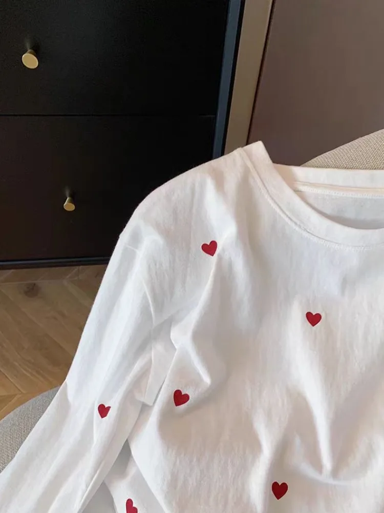 Белая рубашка с длинными рукавами и принтом Любовь женская весна 2023 новый