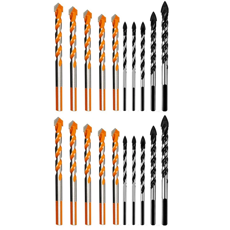 

Набор сверл, комплект из 20 твердосплавных твист-сверл, три угла, для керамической плитки, кирпича, стекла, каменной кладки