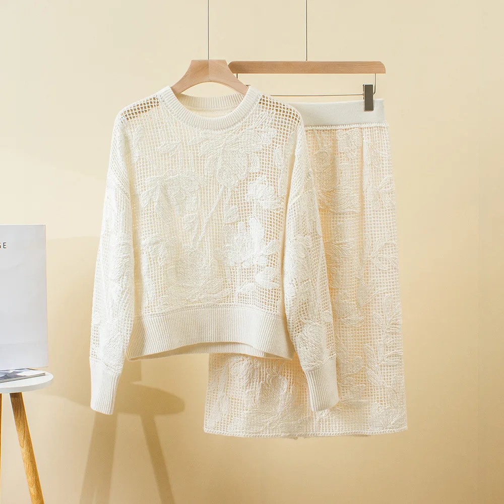 Женский комплект новинка 2024 осенне-зимний повседневный пуловер из 100% кашемира с