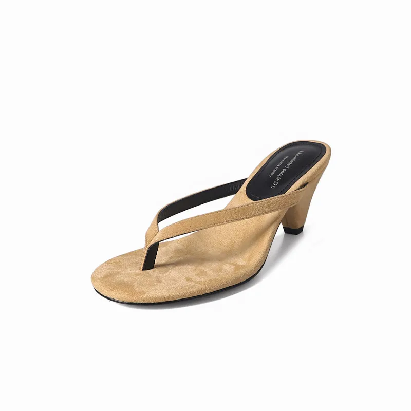 Шлепанцы из натуральной кожи на высоком каблуке в елочку высота конусного