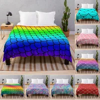 Dreamlike Mermaid Fish Scale Blanket Flannel Throw Lightweight Cozy Couch Bed Soft and Warm Plush Quilt Queen King Size for Kid