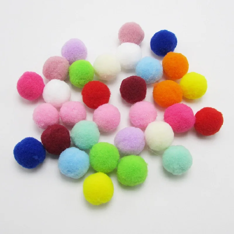 

120pcs 20mm Colorful Plush Round Pompon Handmade Diy Materials Children's Hair Accessories Clothing Patch Accessories