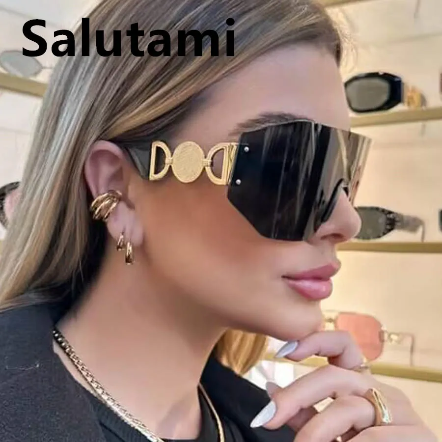 

Vintage One Piece Oversized Shield Sunglasses For Women New Fashion Brand Y2k Driving Sun Glasses Men Outdoor Punk Shades Uv400