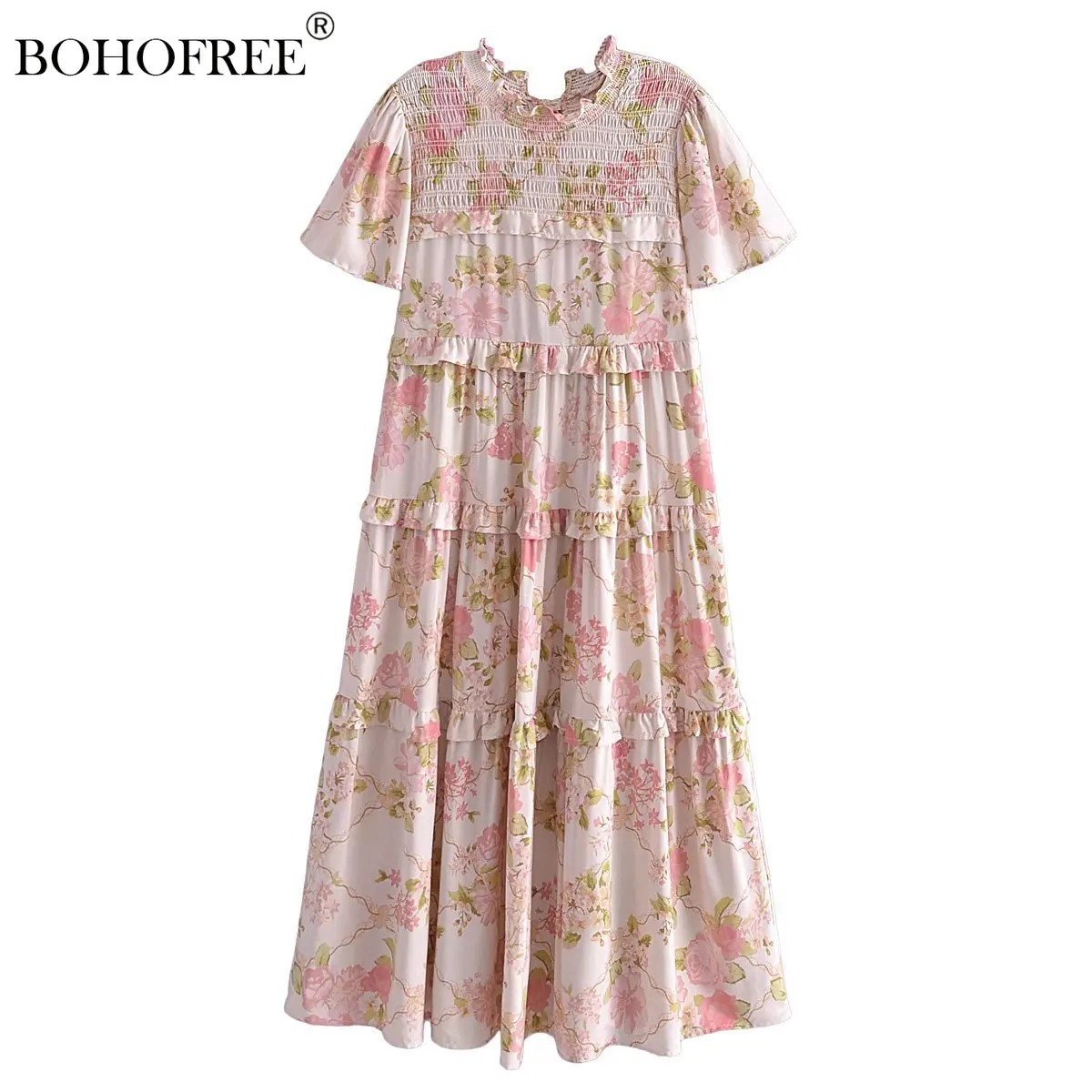 

Женское длинное платье с коротким рукавом, из искусственного хлопка