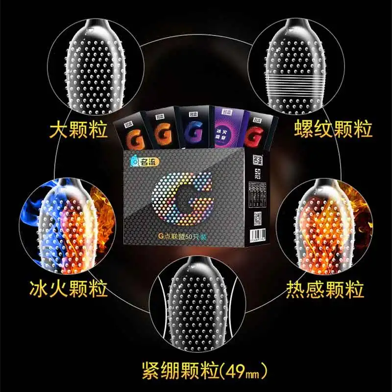 Mingliu 50pcs Granular G-spot Stimulation Condoms 49mm 52mm Ultra Thin Lubricating Tight Penis Sleeve Extender Kondom for Men - купить по