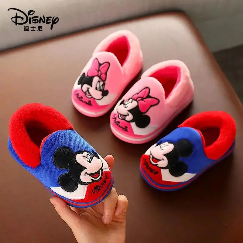 Disney Mickey Minnie Pooh Baby Warm Winter First Walkers Girls Boys  Soft Sole Snow Casual Shoes Newborn Toddler Boots