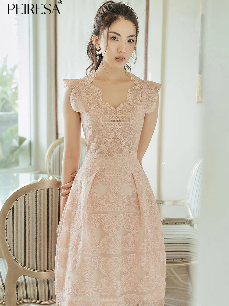 

Женское кружевное платье-миди без рукавов, с V-образным вырезом