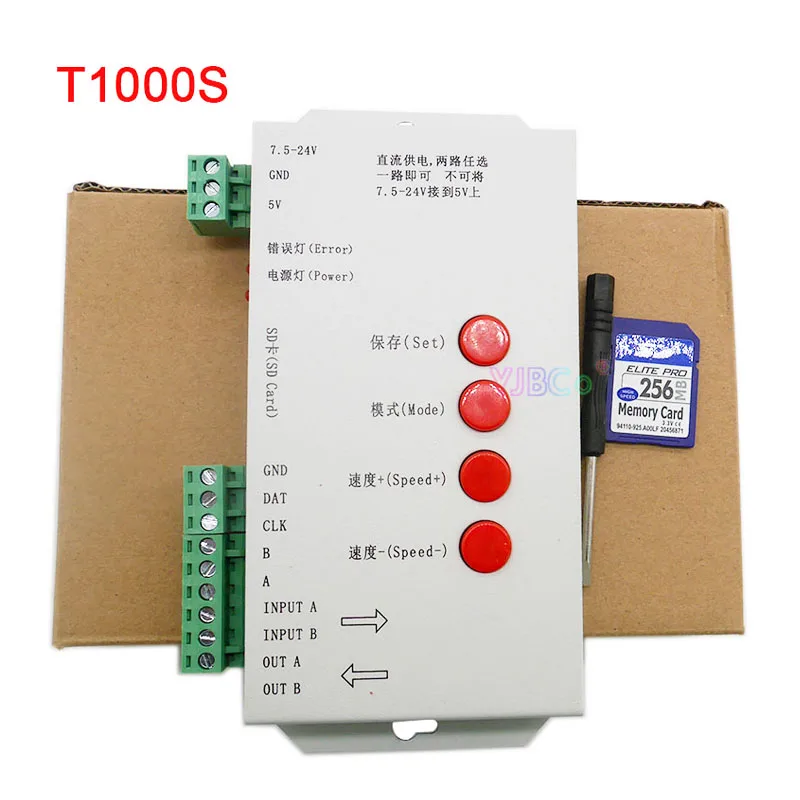 T1000S SD-карта RGB IC Пиксели Контроллер светодиодной ленты 5 В ~ 24 12 T-1000S WS2801 WS2811 WS2812B