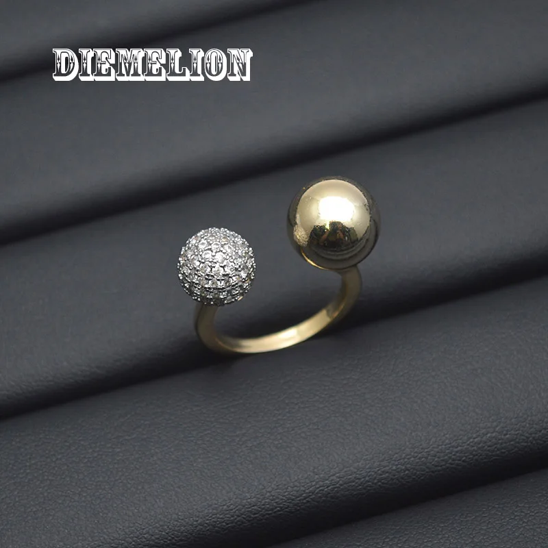 Классические открытые кольца с двойными шариками и бусинами для женщин