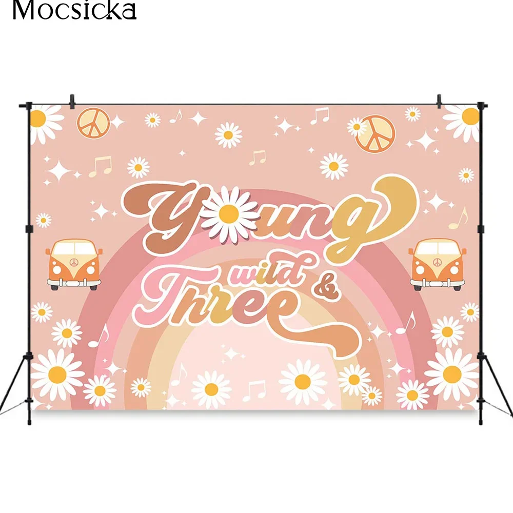 Mocsicka Young Wild Groovy Girl фон с тремя день рождениями мир Дейзи Радуга автобус звезда
