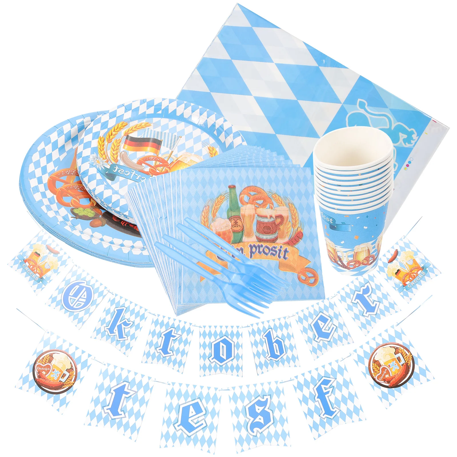

Lovely Party Plate Paper Cup Decorative Tablecloth Cutlery Oktoberfest Plates Decorations Disposable Napkin