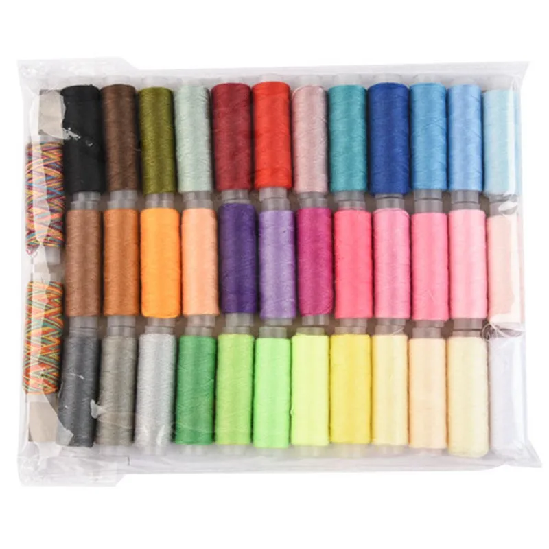 

38Colors Mixed Colors Polyester Yarn Sewing Thread Roll Machine Hand Embroidery 200 Yard Each Spool Durable For Home Sewing Kit